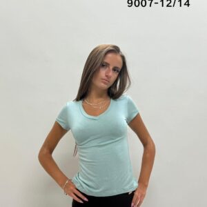 דגם 9007: וי כפול בנות שרוול קצר במידות
